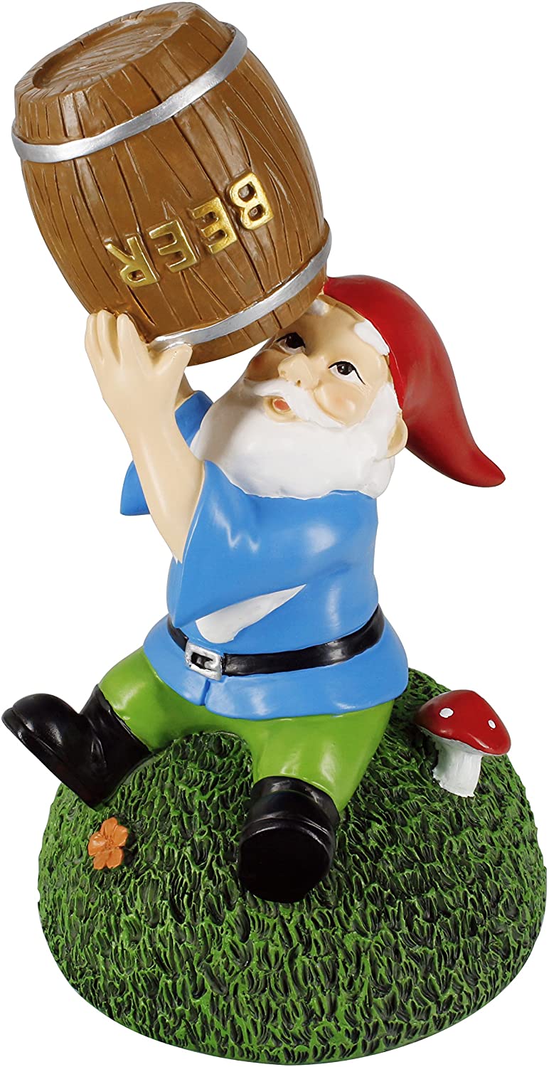 Gnometastic Beer Guzzling Garden Gnome Statue - Indoor/Outdoor Funny Lawn Gnome