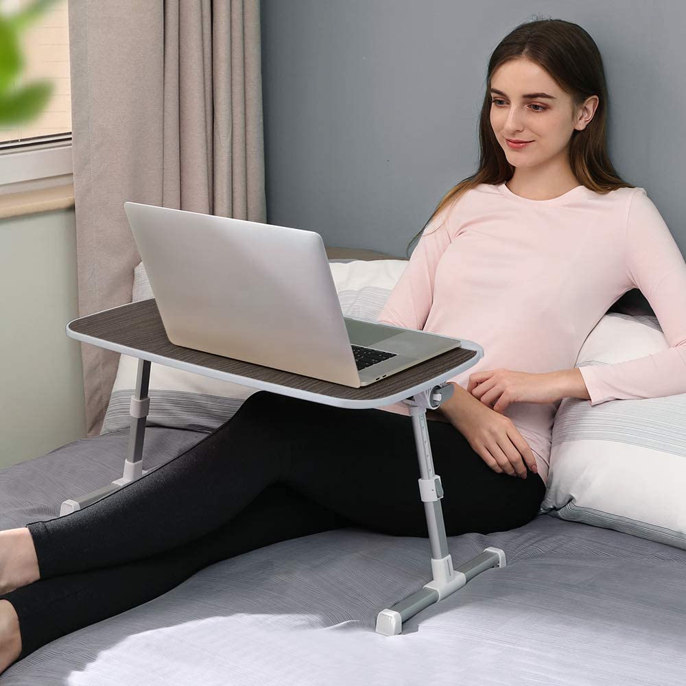 Laptop Desk for Bed, TaoTronics Lap Desks Bed Trays for Eating and Laptops Stand Lap Table, Adjustable Computer Tray for Bed, Foldable Bed Desk for Laptop and Writing in Sofa and Couch Black
