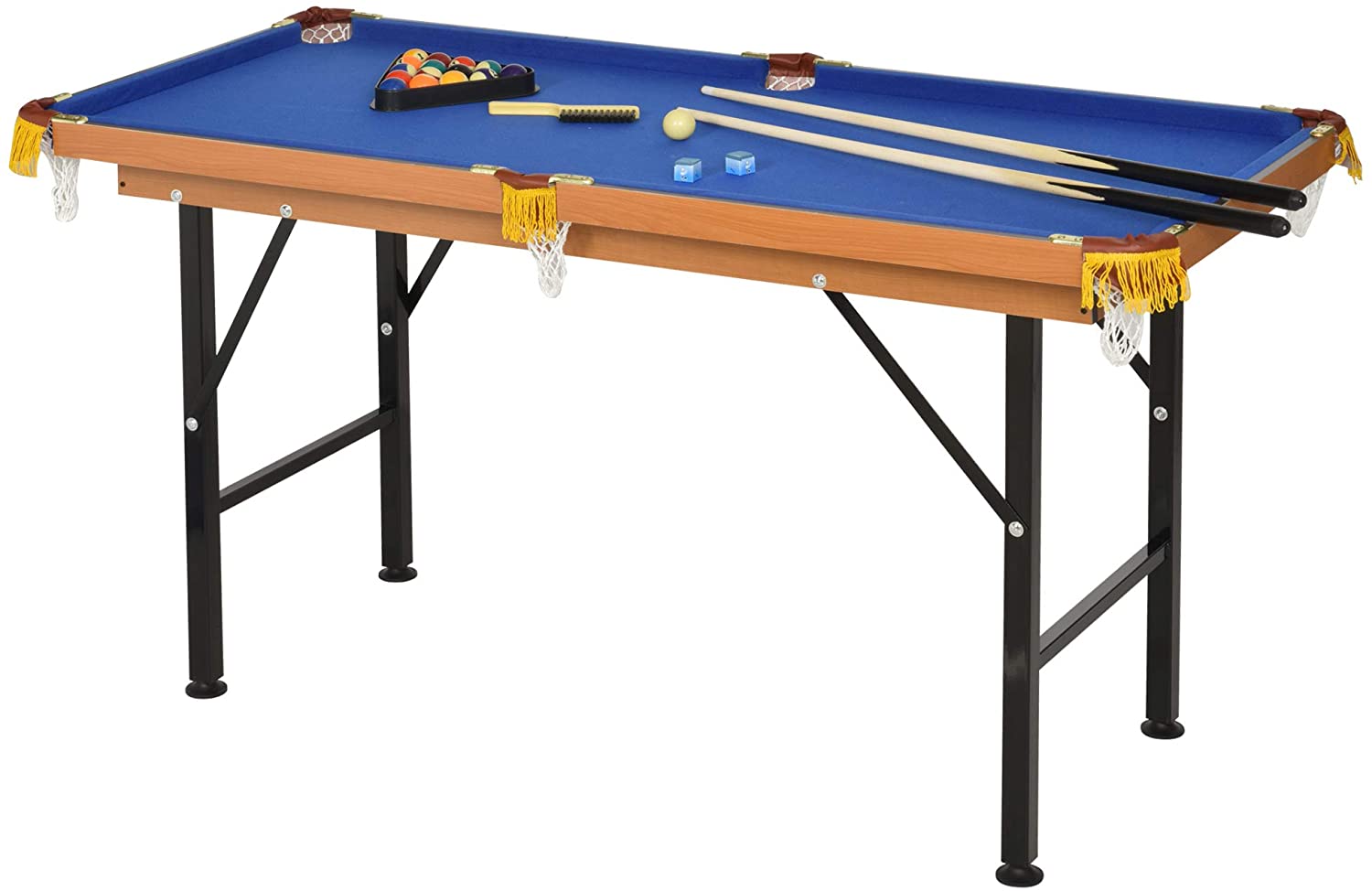 Soozier 55'' Portable Folding Billiards Table Game Pool Table for Kids Adults with Cues, Ball, Rack, Brush, Chalk