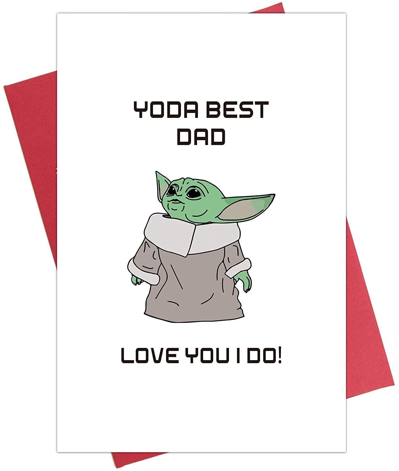 Baby Yoda Birthday Card for Father, Star Wars Birthday Card for Dad, Yoda Best Dad, Father's Day Card