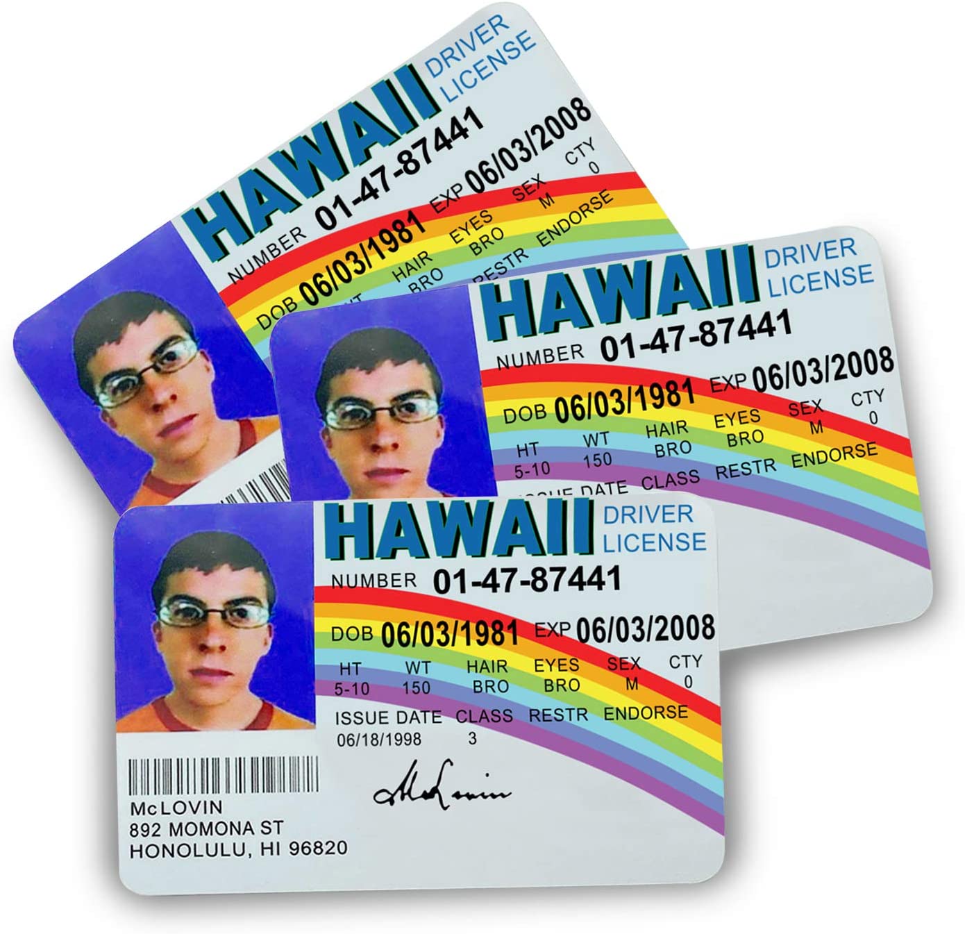 3pack McLovin ID Card McLovin Fun Fake ID License Card -Superbad Fake Joke ID License - Funny Gag Gift Prank - ID McLovin ID Cards1 Pack - Fake ID License - Funny Gag Gift Prank - ID McLovin ID Cards