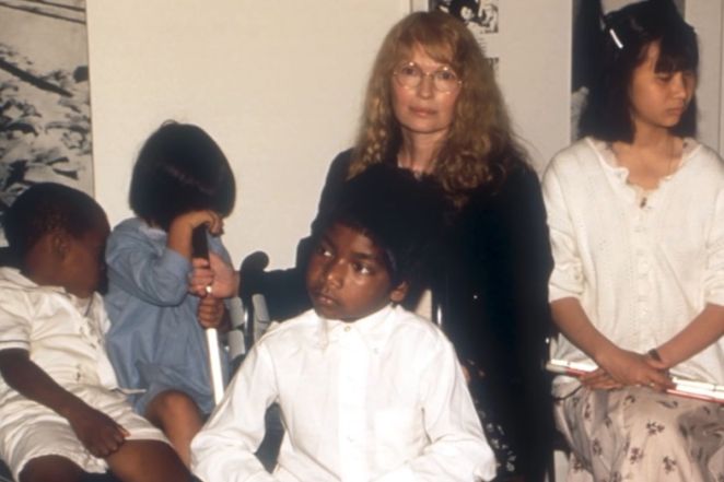 Mia Farrow and some of her children