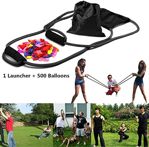 YHmall 3 Person Water Balloon Launcher with 500 Water Balloons, Catapult/Cannon Slingshot Free Balloons. Outdoor Game for Kids and Adults