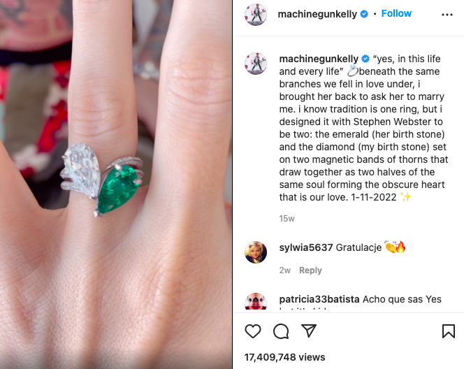 Machine Gun Kelly Gave Megan Fox Engagement Ring With Thorns On It |  www.98fm.com