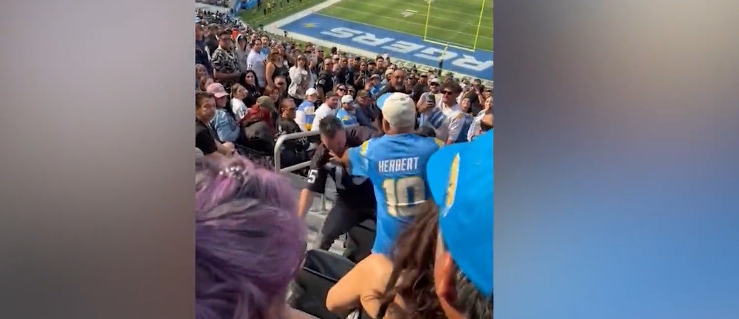 Fans of Chargers, Raiders fight in stands at SoFi stadium game