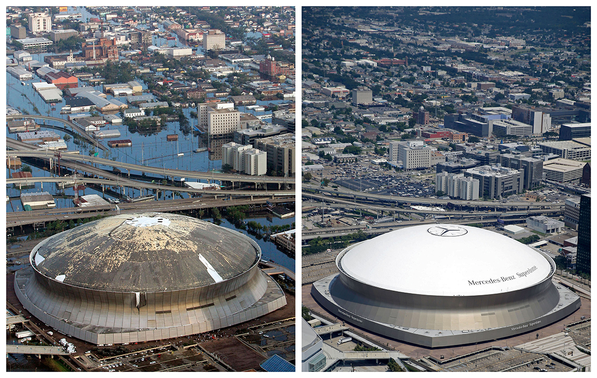 These before and after photos of Hurricane Katrina’s mammoth trail of