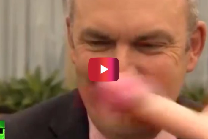 What a prickly protester threw at this politician on live TV came as a complete surprise