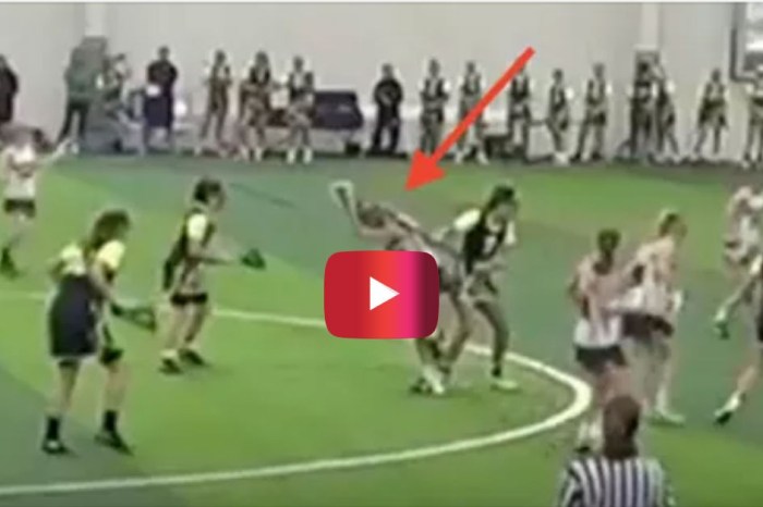 This lacrosse player goes straight-up medieval on her opponent with some aggressive stick play