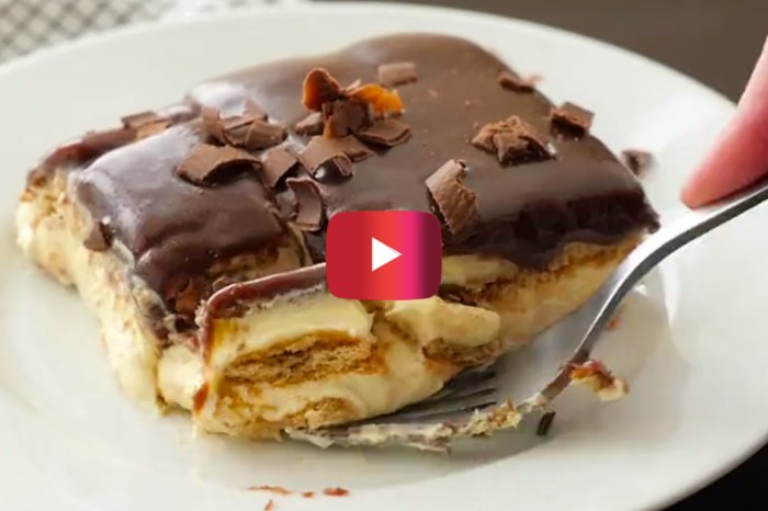 She layers pudding and graham crackers to create an incredible no-bake Boston cream cake