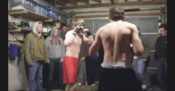 The first rule of garage fight club is apparently to film it and put it on the Internet