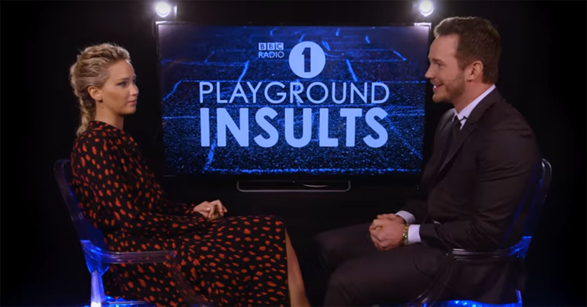Chris Pratt and Jennifer Lawrence faced off in a no-mercy burn contest
