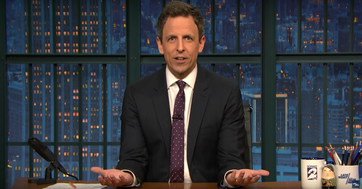 Seth Meyers reminds President Trump that only “degenerate gamblers” complain about the final score