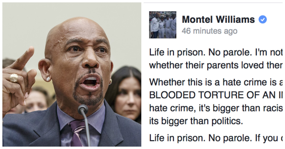 Montel Williams dropped the hammer on the Facebook Live torturers just charged with a hate crime