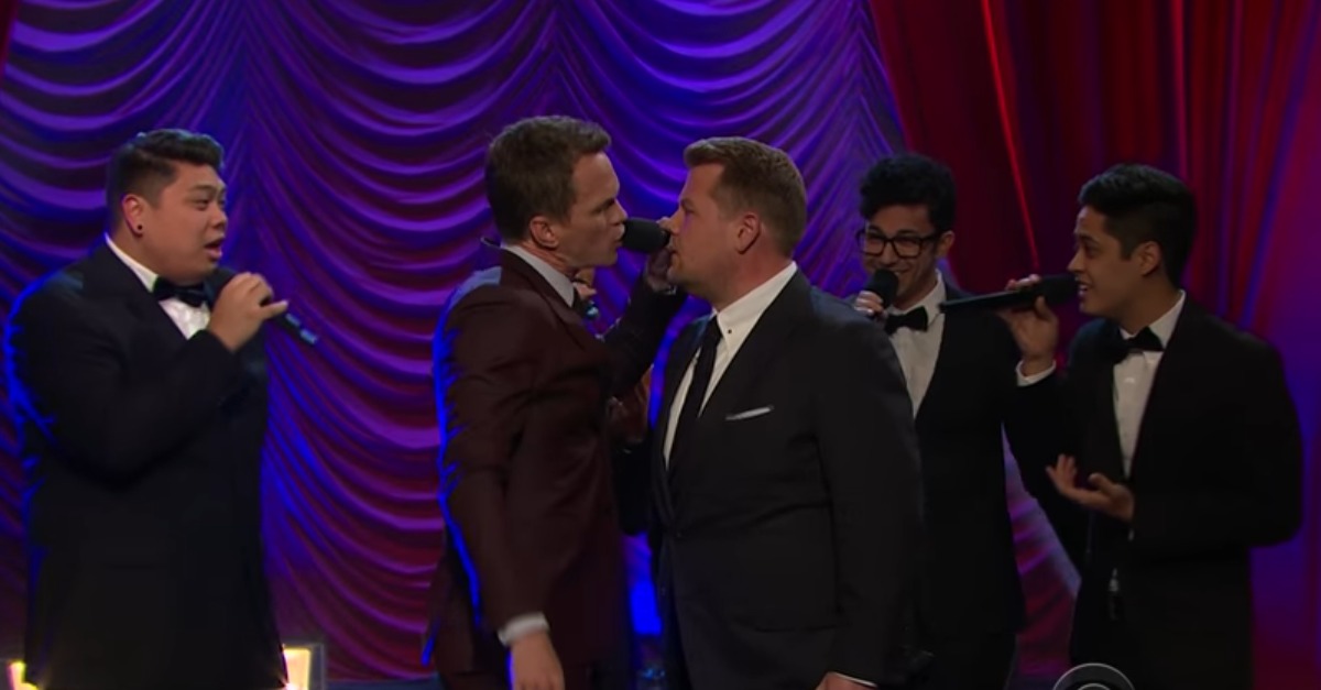 Neil Patrick Harris crashes “The Late Late Show” to challenge James Corden to a duel