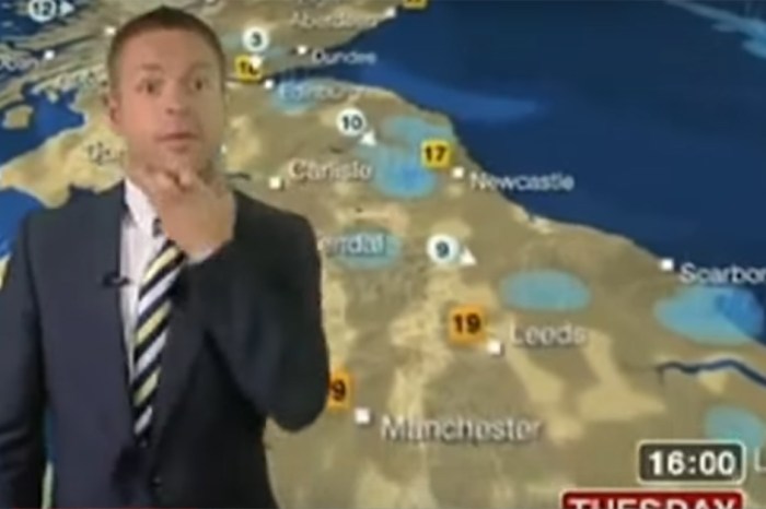 A weatherman responded to an anchor’s joke by flipping the bird, but the cameras were rolling