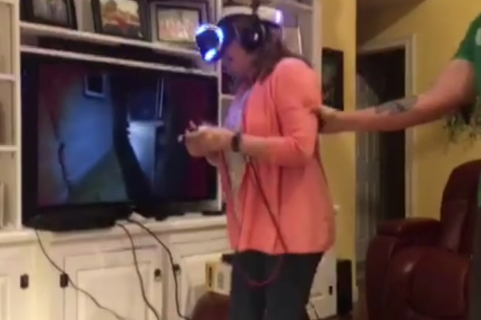 When the kids gave mom the virtual reality headset, she wasn’t ready for the horror awaiting her