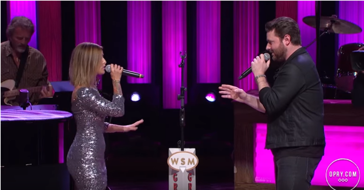 Musical sparks fly between Chris Young and Cassadee Pope on the Grand Ole Opry stage