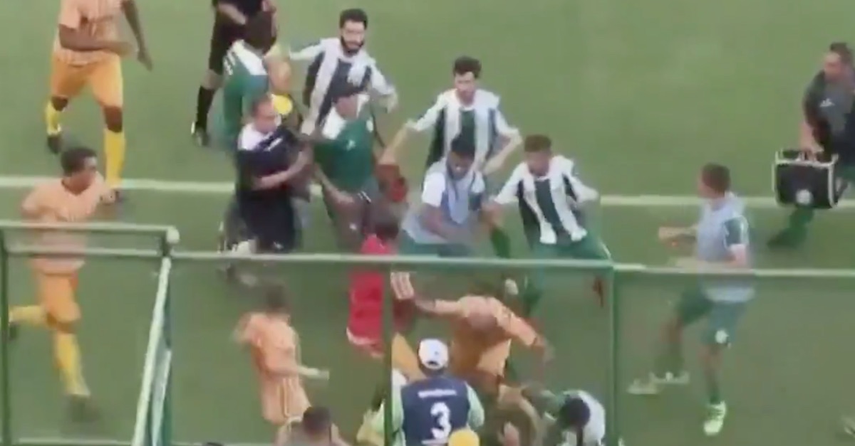 Onfield collision leads to one of the craziest soccer brawls of all