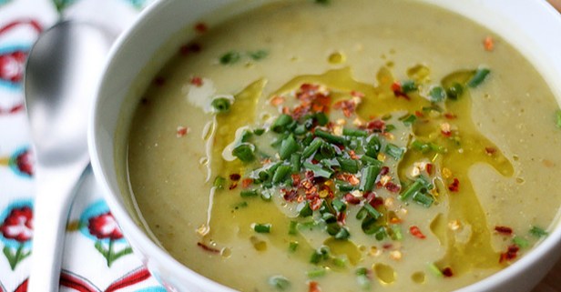 Enjoy early spring produce and stay warm with this asparagus soup
