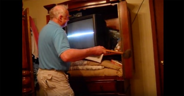 His wife may think he’s crazy, but when the TV stops working this guy knows just the trick to fix it