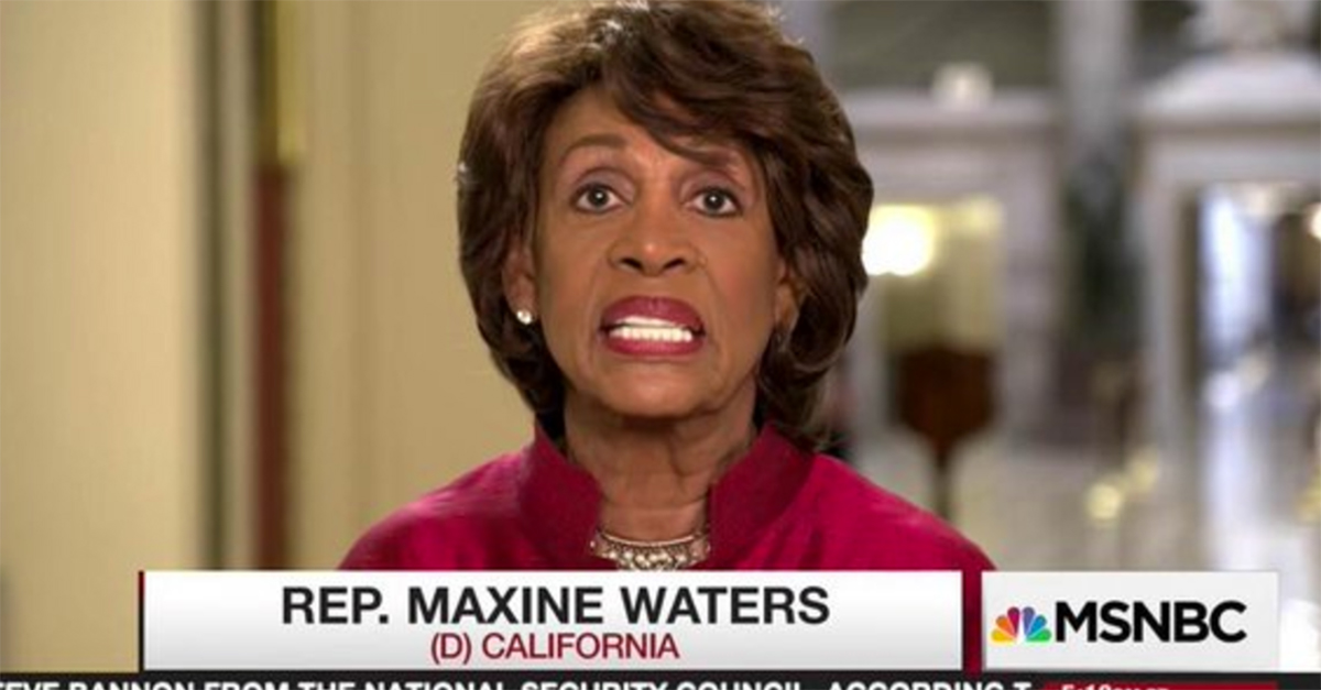 Congresswoman Maxine Waters believes Bill O’Reilly belongs in this bad place following harassment allegations