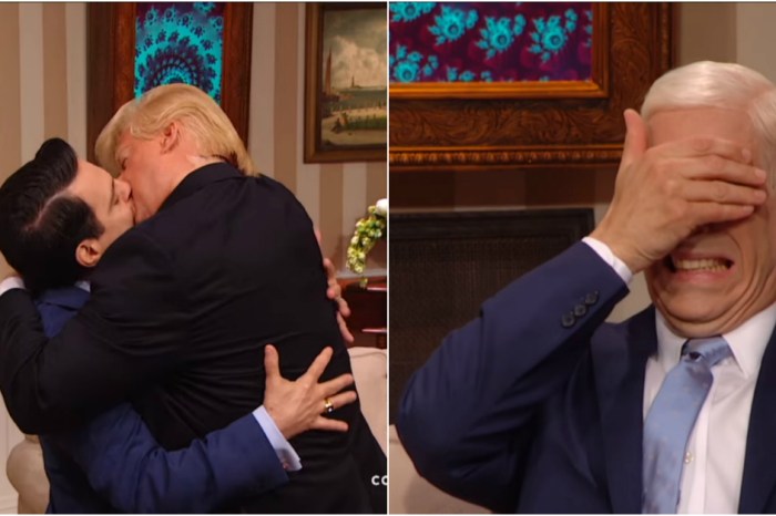 President Trump gives The Mooch a smooch as they bid each other farewell in this heartbreaking scene from “The President Show”