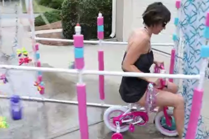 She found this DIY tricycle car wash while browsing Pinterest and knew she had to make it