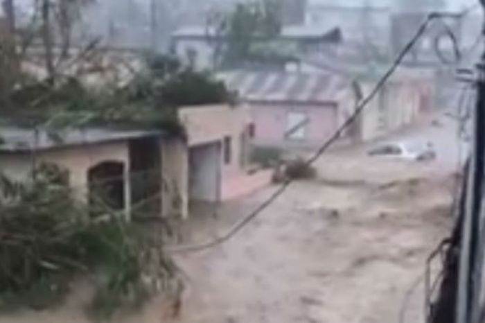 This scary moment shows roads flowing like rivers as Hurricane Maria pounds the Caribbean