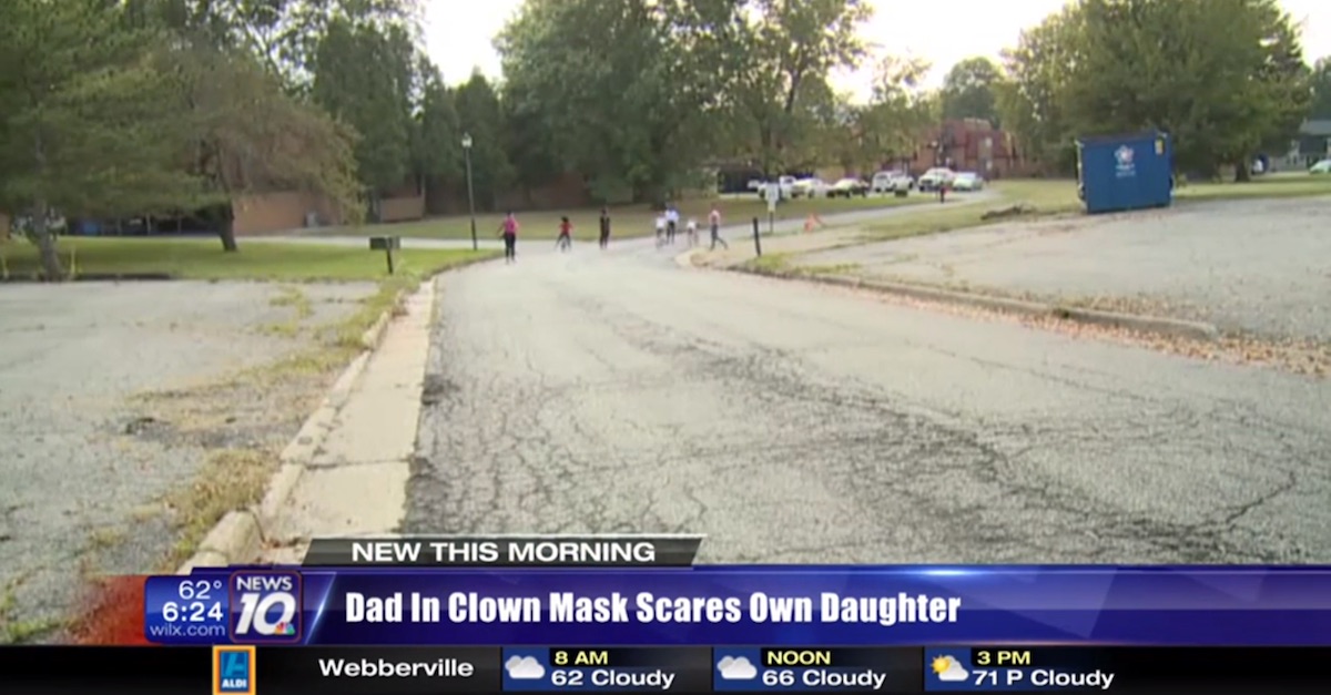 A dad’s clown-themed disciplinary tactic ended with him and a neighbor in handcuffs
