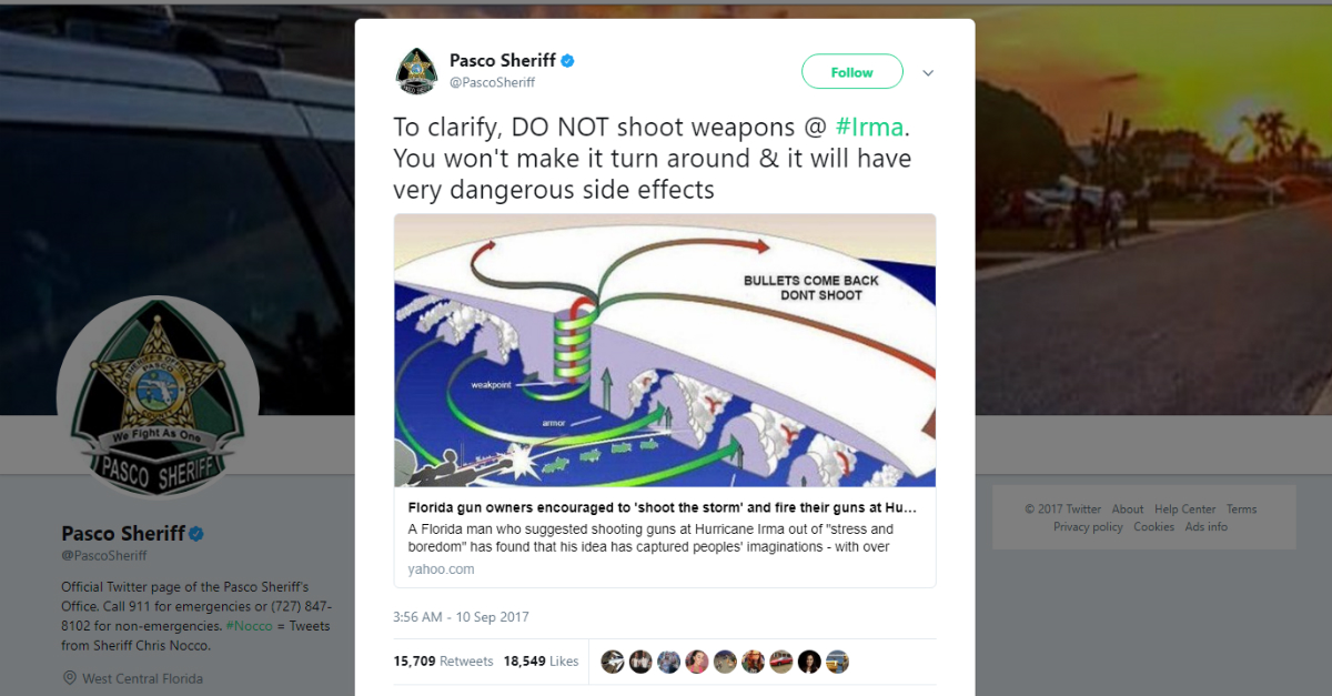 A Sheriff Had To Warn Citizens Not To Shoot Guns At Hurricane Irma Rare