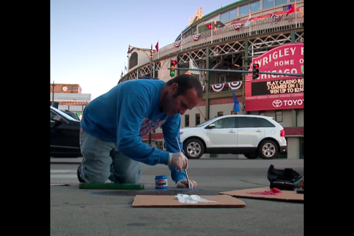 Two dedicated Cubs fans are taking their art to the streets, literally