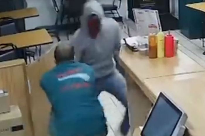 Brave Pizza Shop Owner Almost Shot as He Fought Off Armed Robber in His Store