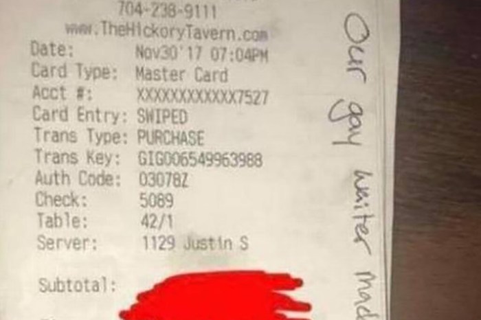 A restaurant waiter got the boot after his customer left “insults” on their receipt