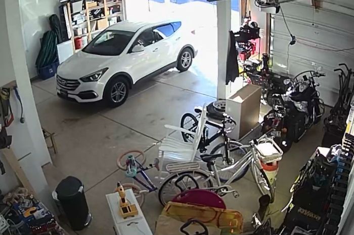 This video shows why you should always keep your garage door closed