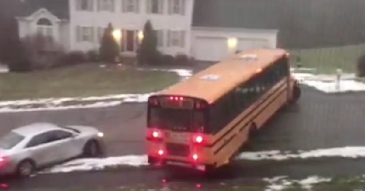 A school bus driver had absolutely no answer for icy roads, and the kids on board won’t soon forget it