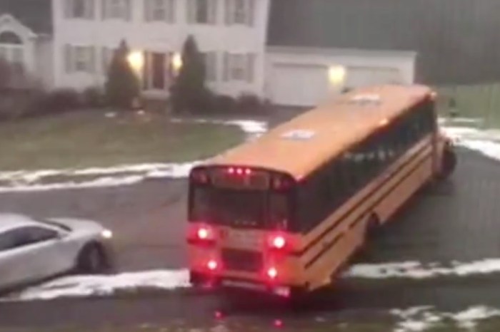 A school bus driver had absolutely no answer for icy roads, and the kids on board won’t soon forget it