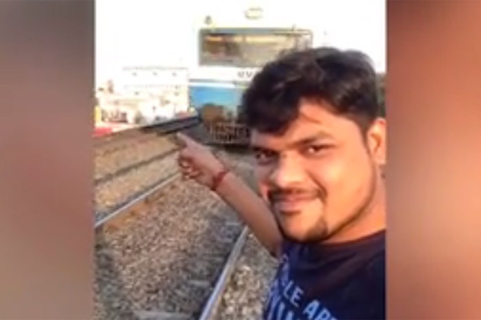 This guy’s selfie video as a train roared by went horribly wrong, and he’s lucky to be alive