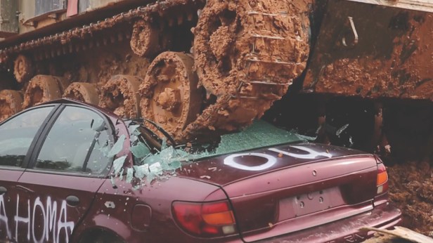 A smashing idea: In this Georgia town, you can pay to drive around and crush cars in a tank