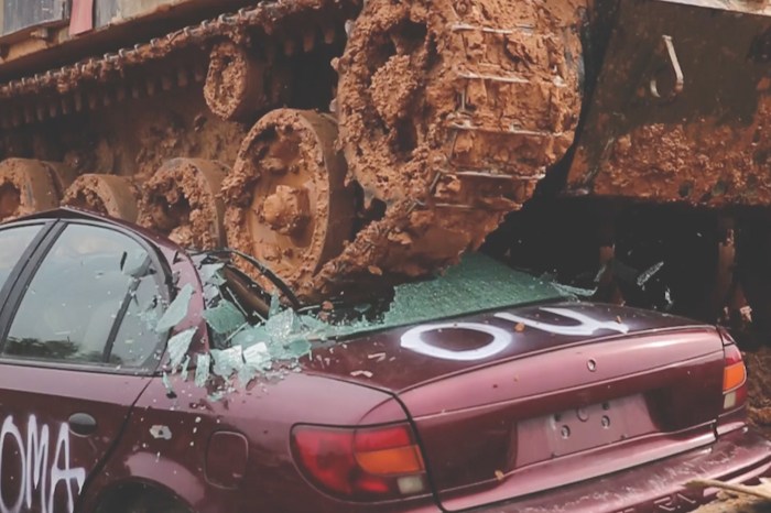 A smashing idea: In this Georgia town, you can pay to drive around and crush cars in a tank