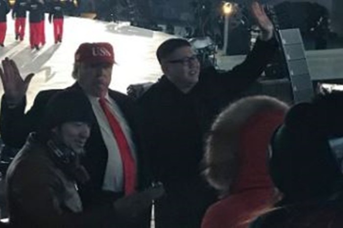“Trump” and “Kim Jong-un” made an appearance at the Winter Olympics opening ceremony but were quickly escorted out