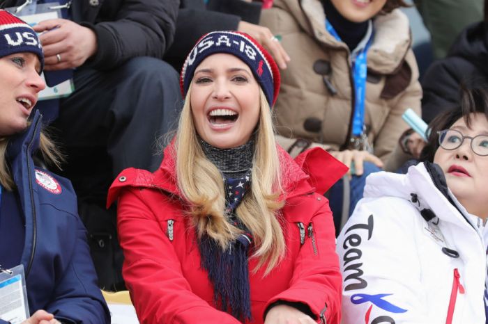 Ivanka Trump captures hearts and practices diplomacy at the Winter Olympics in a red snowsuit