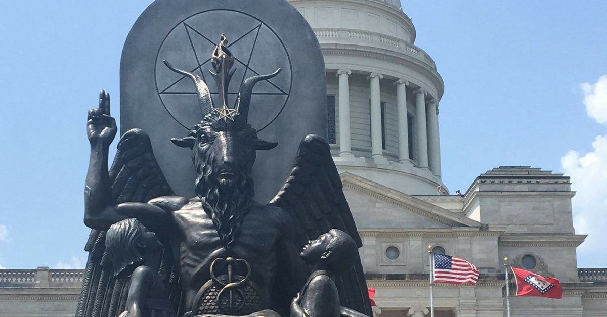 satanic temple unveils statue at arkansas capitol as a 1a protest rare satanic temple unveils statue at