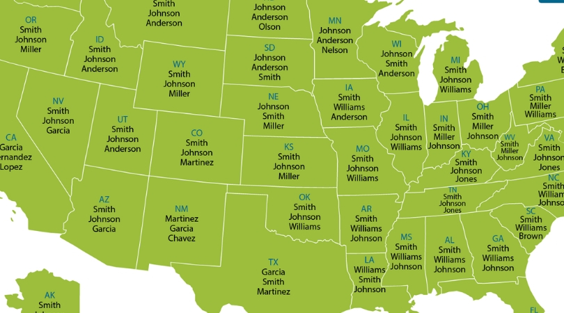 This Map Shows The Most Common Last Name In Your State | Rare