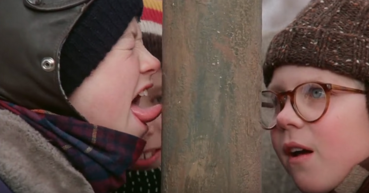 Kid Sticks Tongue to Frozen Pole After Watching “A Christmas Story” | Rare