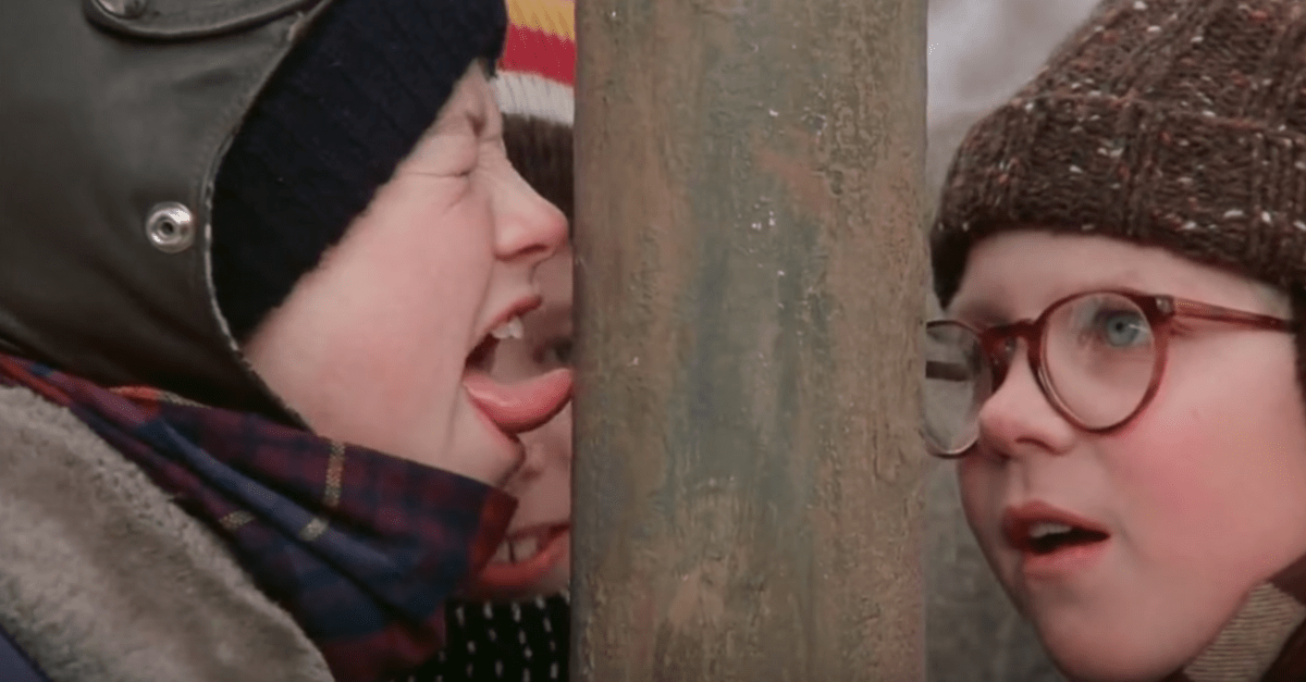 Kid Sticks Tongue to Frozen Pole After Watching “A Christmas Story” | Rare