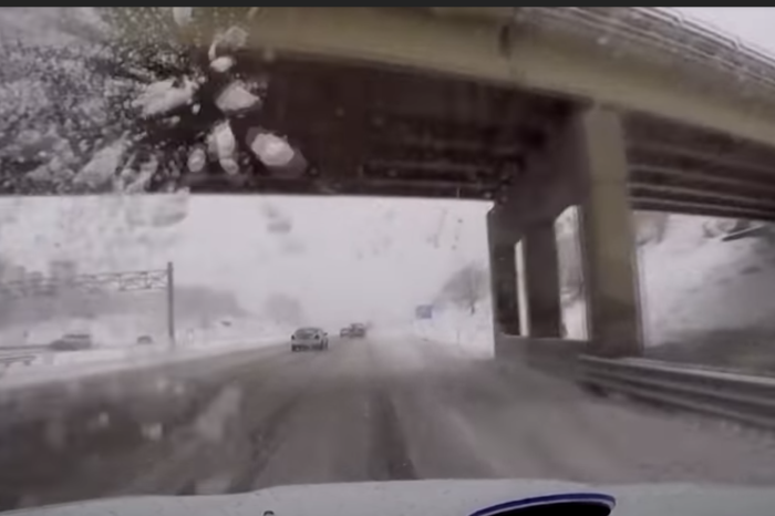 Man Gets Pummeled With Ice During Freak Overpass Accident