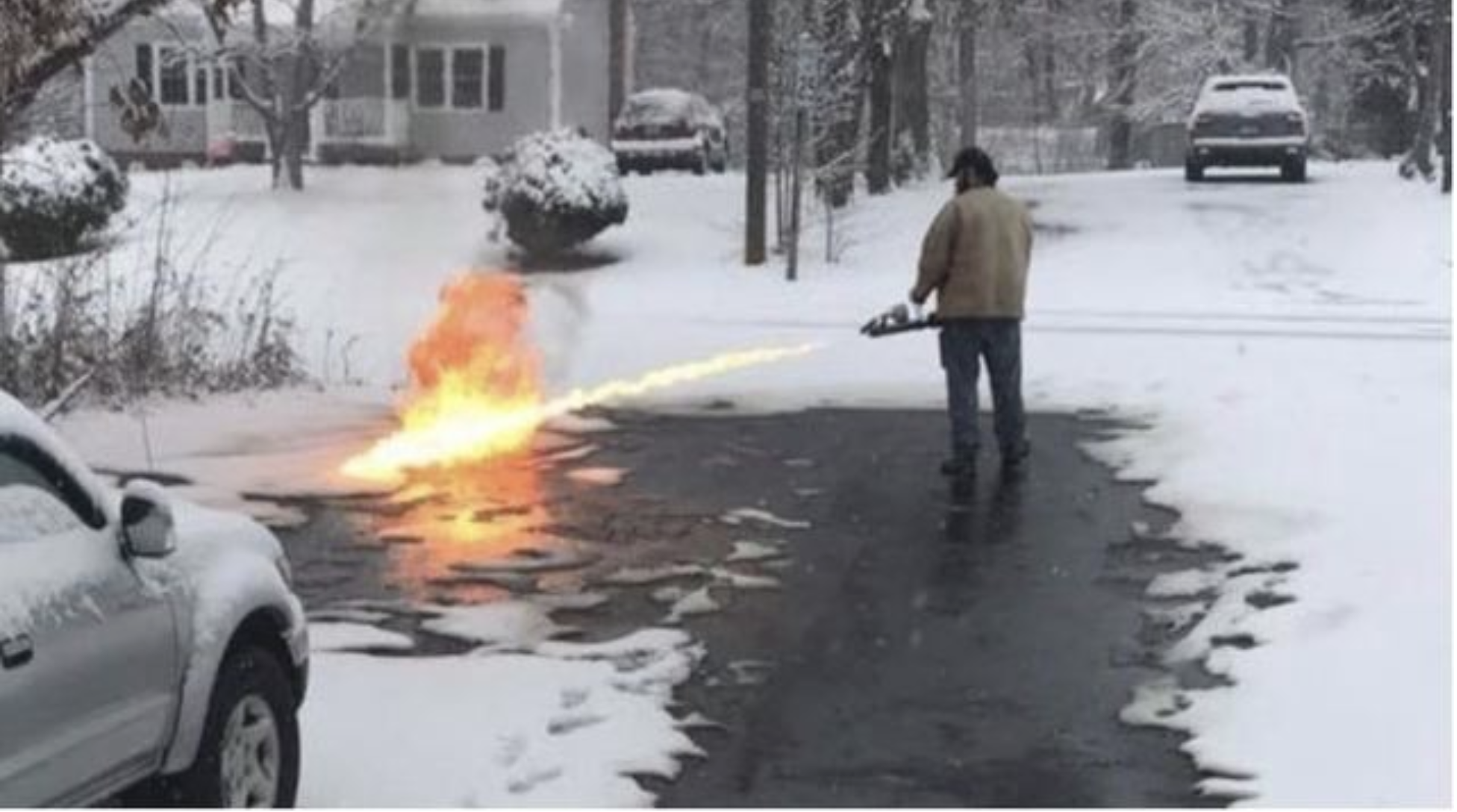 Want To Remove Snow Fast? Use A Flamethrower | Rare
