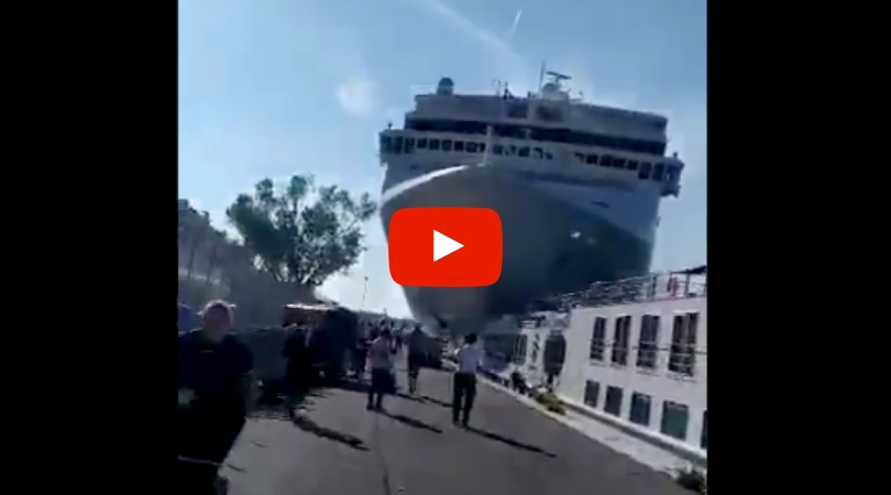 Shocking Video Shows Cruise Ship Crashing Into Tourist Boat