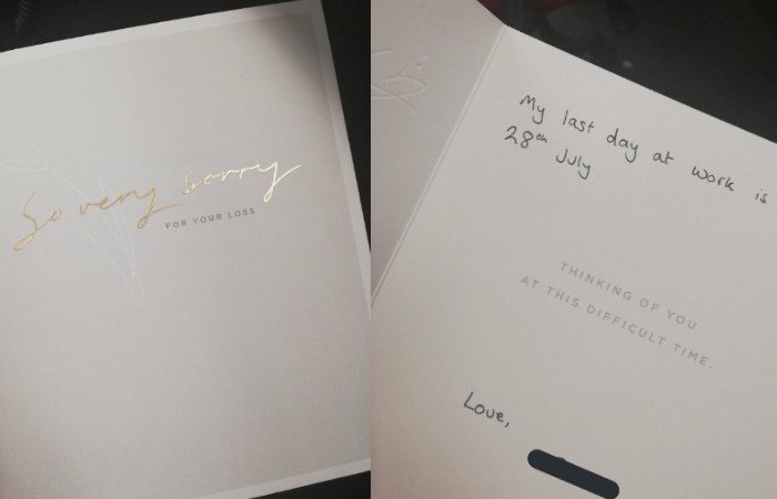 Man Resigns With ‘Sorry For Your Loss’ Card, and We’re Totally Stealing His Idea