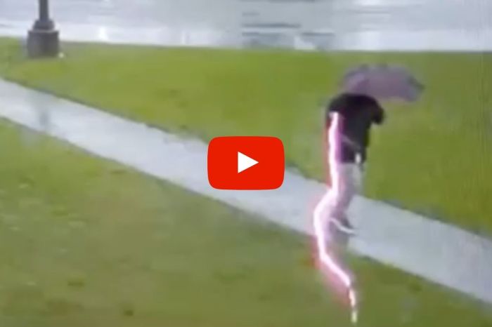 Video Catches Lightning Bolt Missing Man by Inches